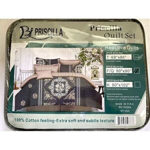 100% Cotton Feeling 3pcs Quilt Set -Full/ Queen